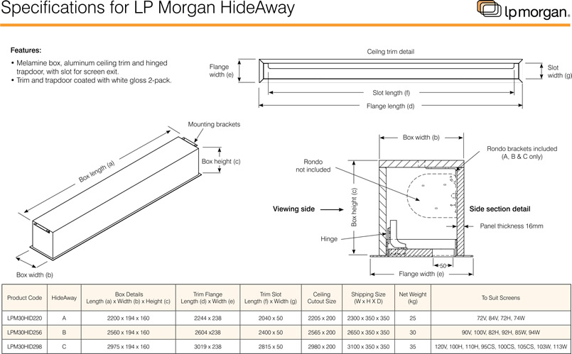 LP Morgan Hideaway specifications