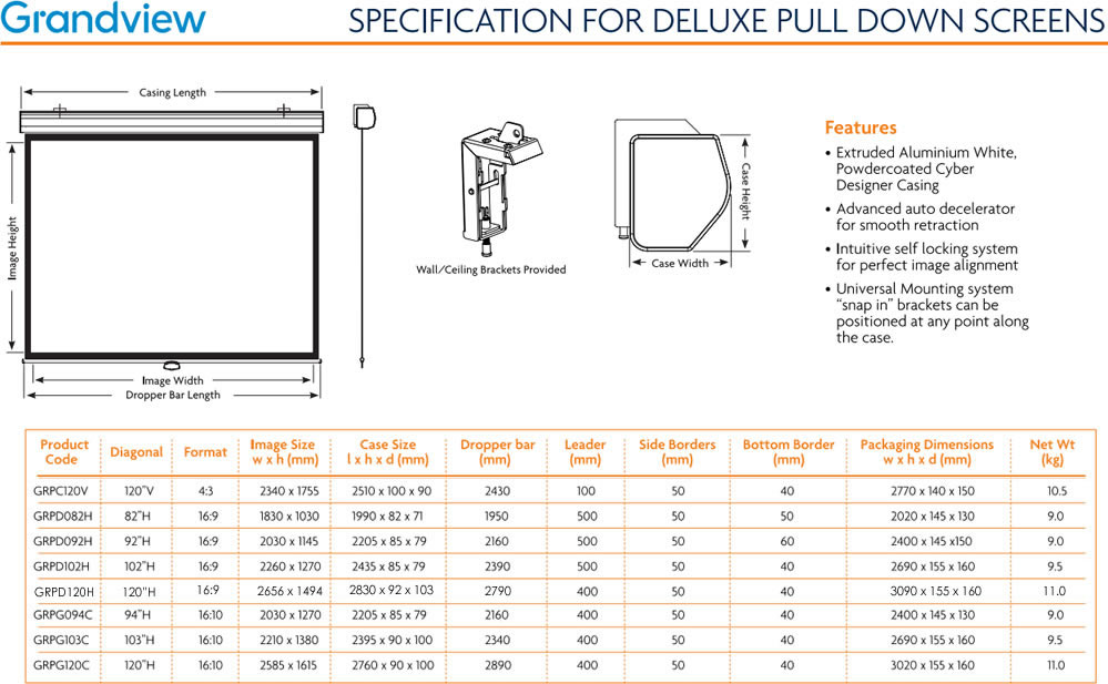 Grandview Deluxe specifications