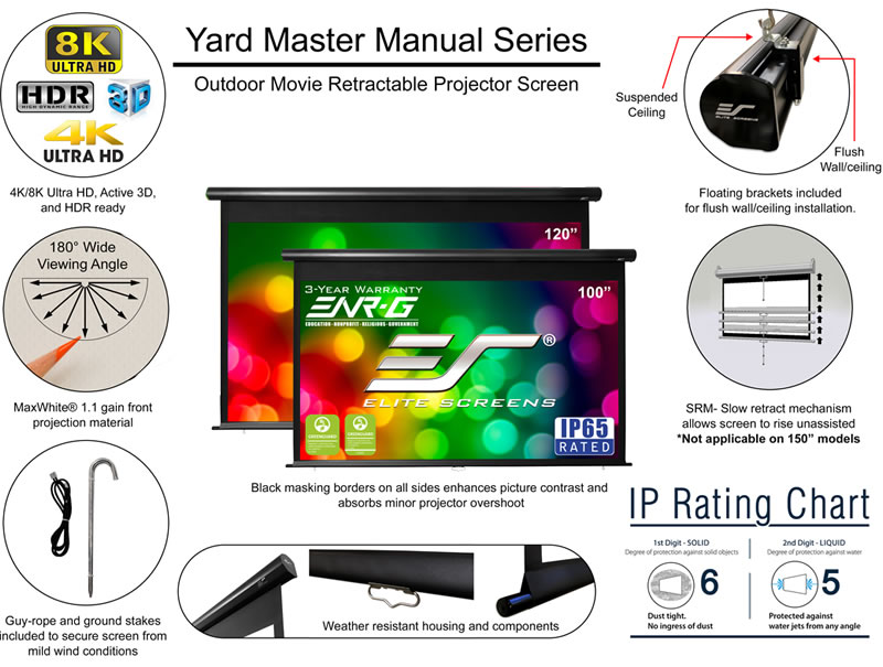 Elite Screens Outdoor pull down projector screen at Just Projectors!